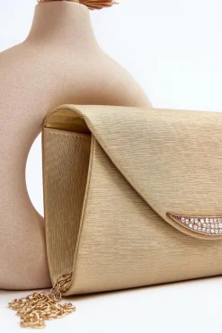 Kopertówki>Boto Wizytowa Torebka Kopertówka Na Łańcuszku Zarani Złota