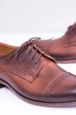 New Boto Wizytowe Męskie Skórzane Półbuty Gerard Brązowe