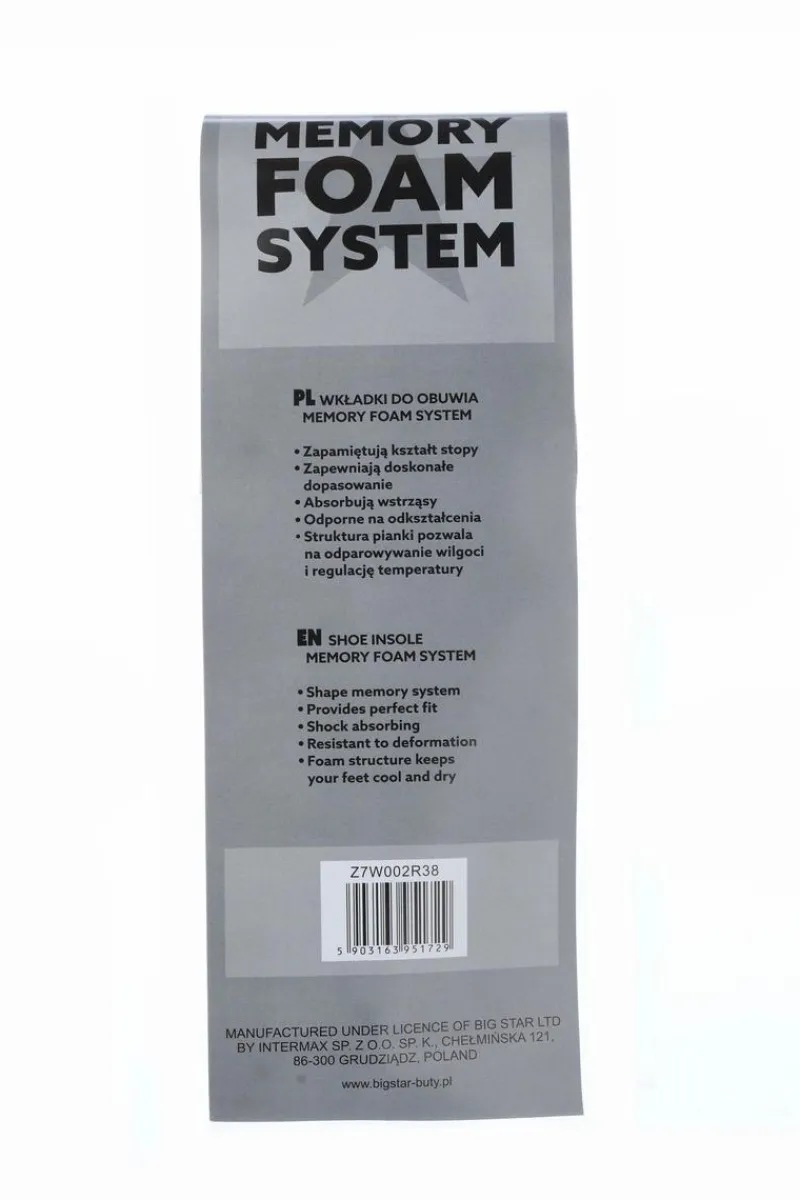New Wkładki Do Obuwia BIG STAR Memory Foam System 2 Pary Wkładki