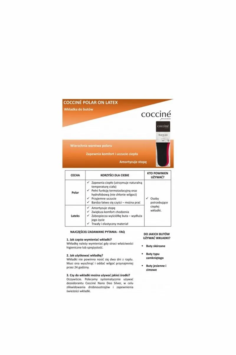 Clearance pielęgnacja obuwia Coccine Wkładki Ocieplające Coccine Polar On Latex
