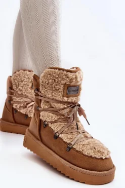 Hot D.Franklin Wodoodporne Śniegowce Na Platformie Wegańskie DFSH370004 Brązowe Brązowy