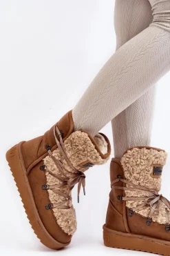 Hot D.Franklin Wodoodporne Śniegowce Na Platformie Wegańskie DFSH370004 Brązowe Brązowy