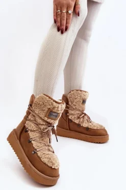 Hot D.Franklin Wodoodporne Śniegowce Na Platformie Wegańskie DFSH370004 Brązowe Brązowy