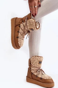 Hot D.Franklin Wodoodporne Śniegowce Na Platformie Wegańskie DFSH370004 Brązowe Brązowy