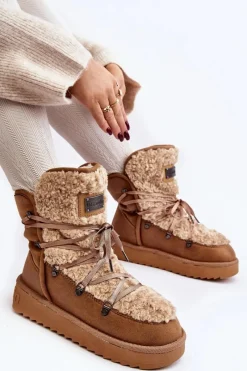 Hot D.Franklin Wodoodporne Śniegowce Na Platformie Wegańskie DFSH370004 Brązowe Brązowy