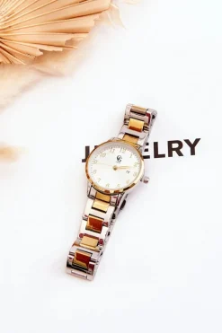 GG Luxe Wodoodporny Damski Zegarek Stalowy Złoto-Srebrny