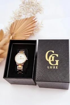 GG Luxe Wodoodporny Damski Zegarek Stalowy Złoto-Srebrny