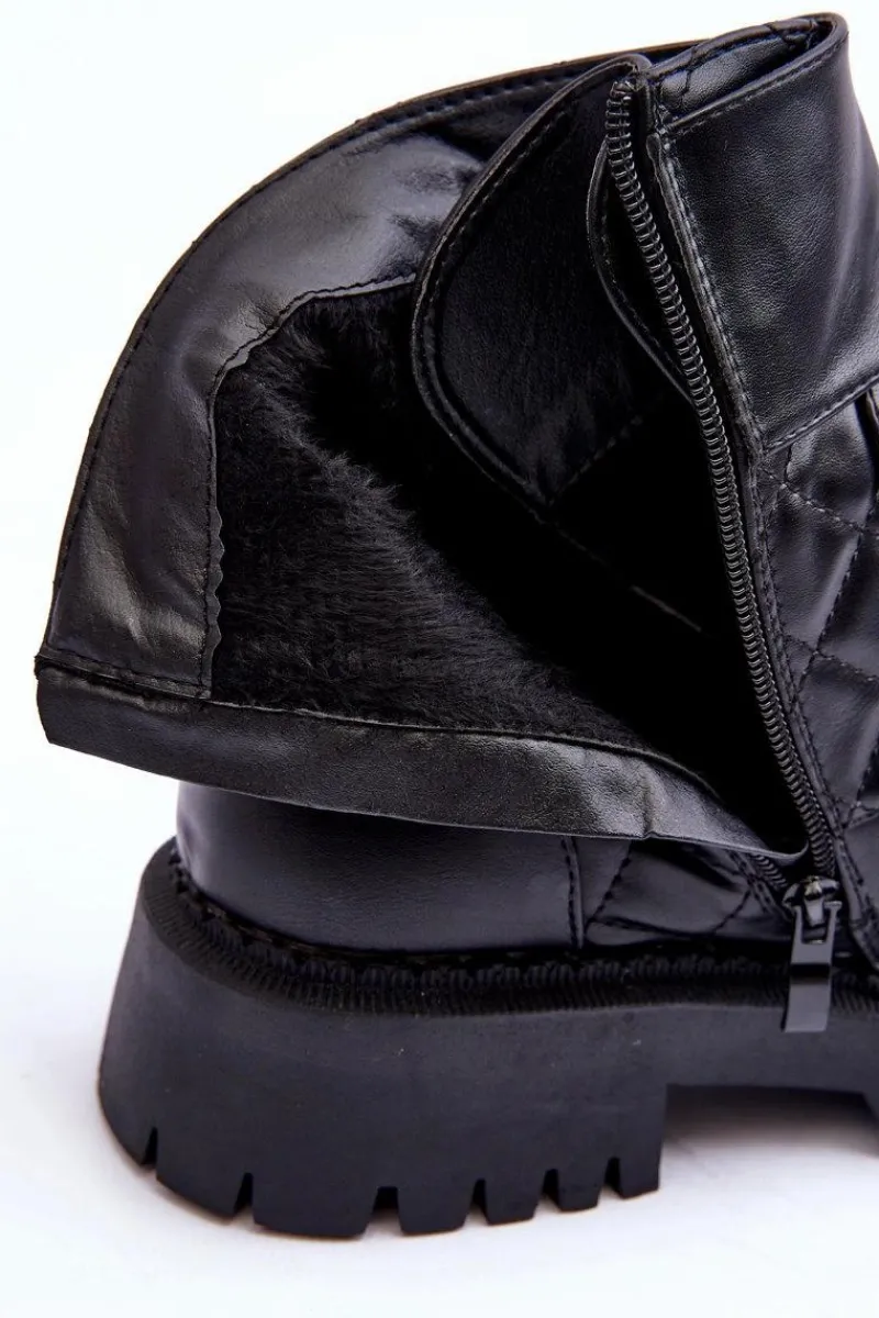 Best Workery Botki Damskie Z Ozdobą Czarne Toye Damskie Botki Ocieplane|Botki Sznurowane