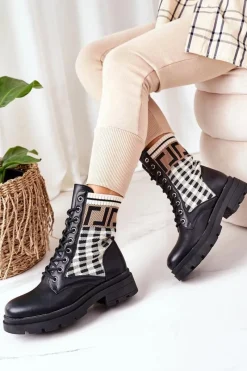 Botki Sznurowane|Czarne Botki><noscript><img width=