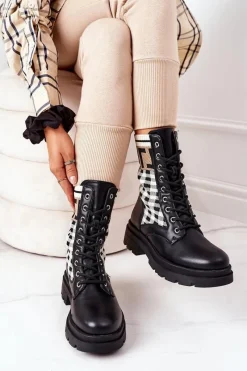 Botki Sznurowane|Czarne Botki><noscript><img width=