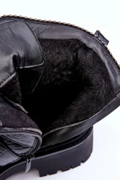 Sale Boto Wężowe Botki Damskie Z Paskami Czarne Leora