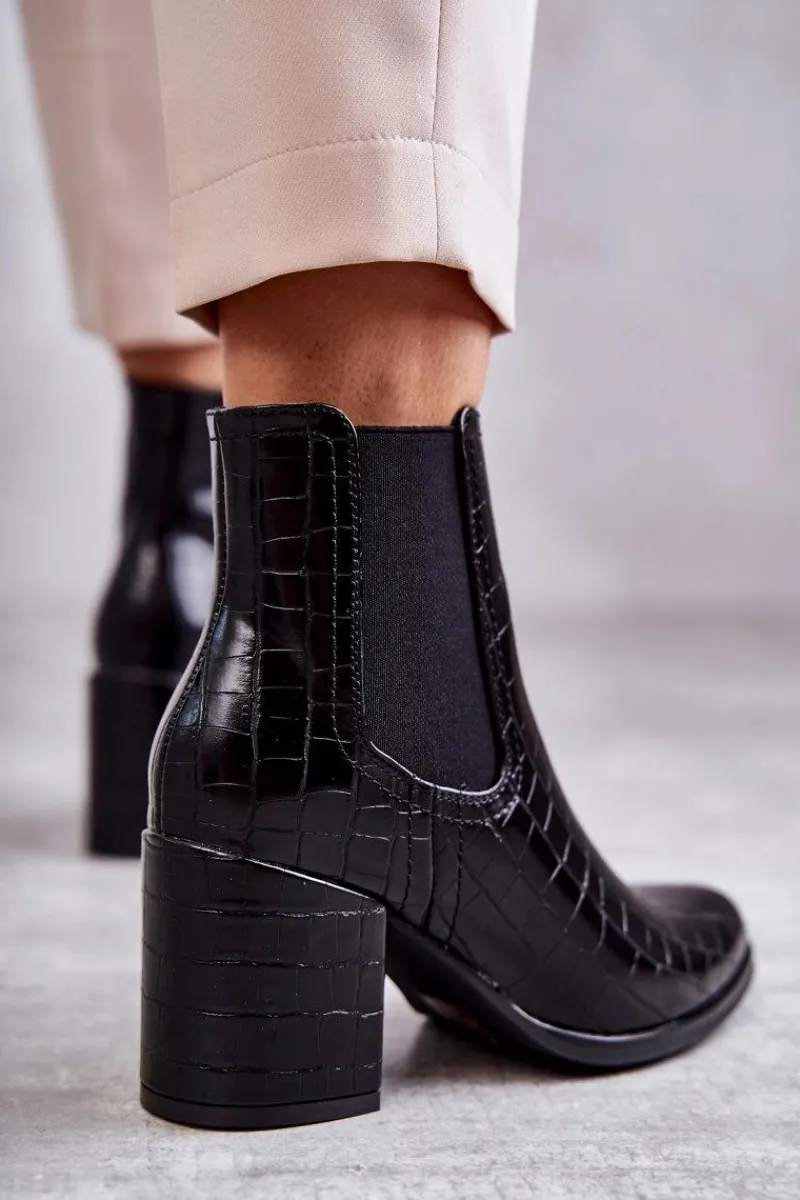 Botki Na Słupku|Czarne Botki>Boto Wężowe Skórzane Botki La.Fi 260038B-XC Czarne