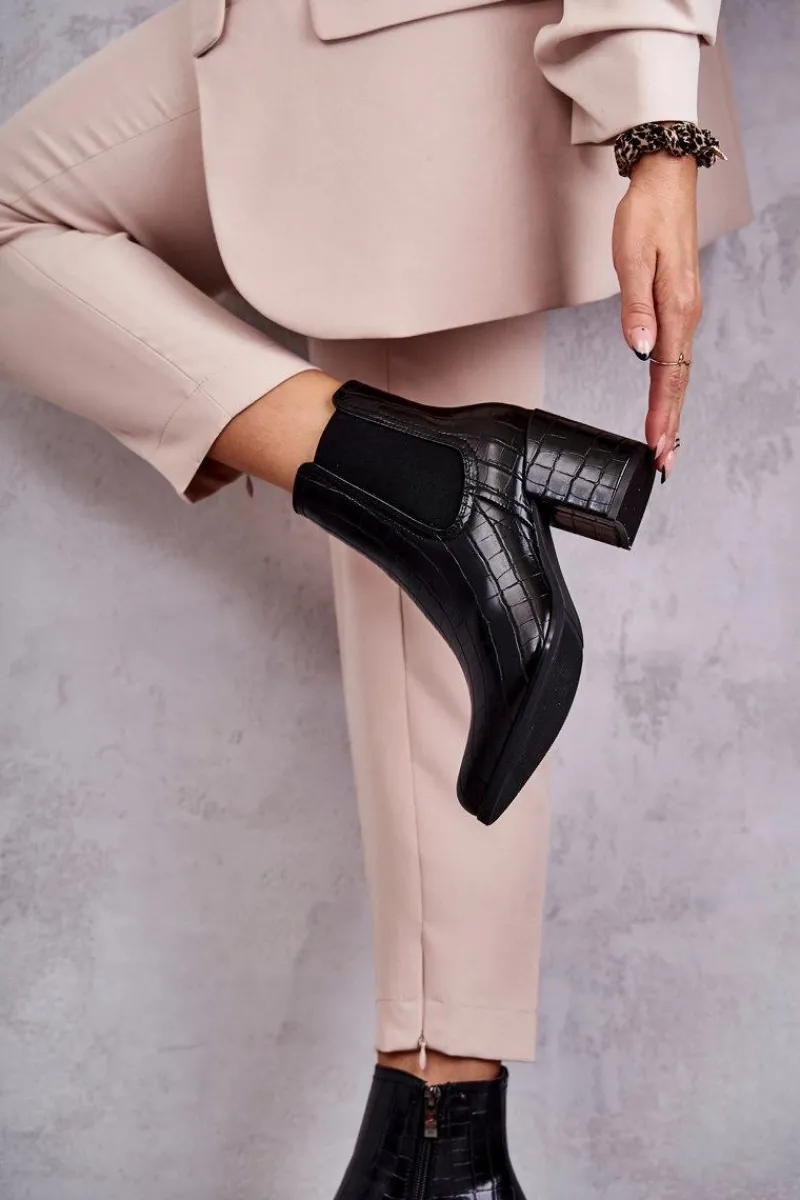 Botki Na Słupku|Czarne Botki>Boto Wężowe Skórzane Botki La.Fi 260038B-XC Czarne