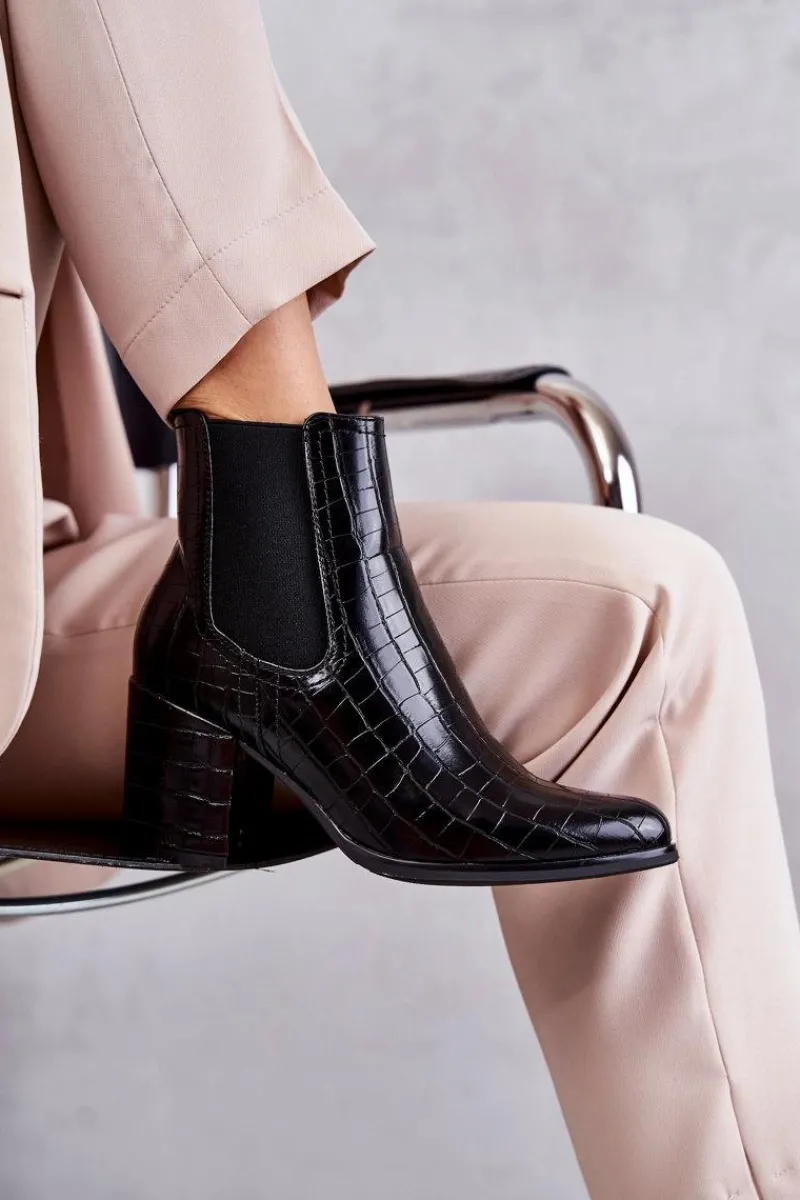 Botki Na Słupku|Czarne Botki>Boto Wężowe Skórzane Botki La.Fi 260038B-XC Czarne