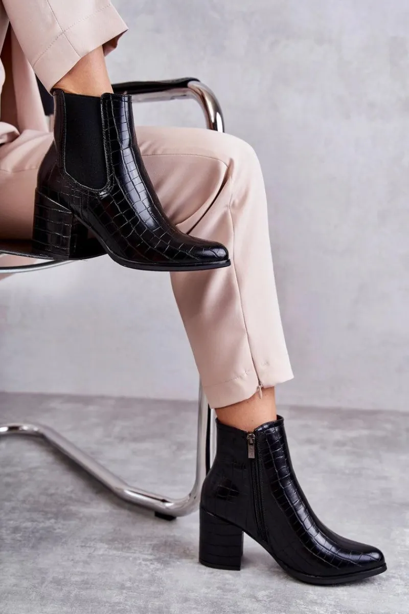 Botki Na Słupku|Czarne Botki>Boto Wężowe Skórzane Botki La.Fi 260038B-XC Czarne