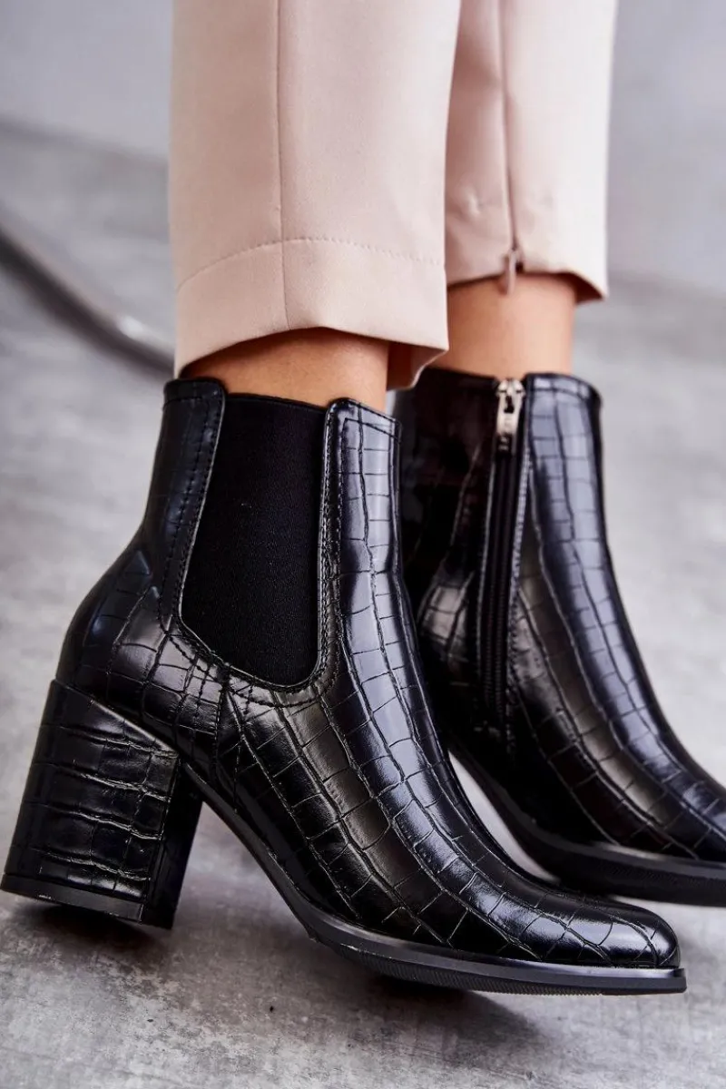 Botki Na Słupku|Czarne Botki>Boto Wężowe Skórzane Botki La.Fi 260038B-XC Czarne