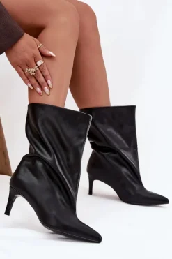 Botki Ocieplane|Botki Na Obcasie></noscript>Boto Wsuwane Botki Damskie Na Szpilce Czarne Solvienne