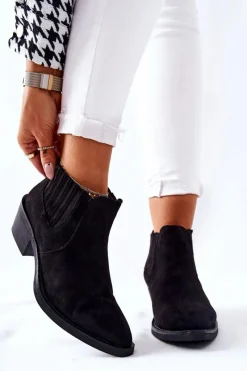 Best Boto Wsuwane Botki Zamszowe Czarne Assanella