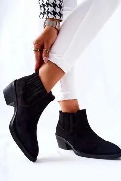 Best Boto Wsuwane Botki Zamszowe Czarne Assanella