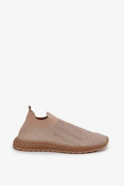 Best Wsuwane Buty Sportowe Damskie Ze Zdobieniem D&A TW121 Beżowe Damskie Sneakersy Damskie