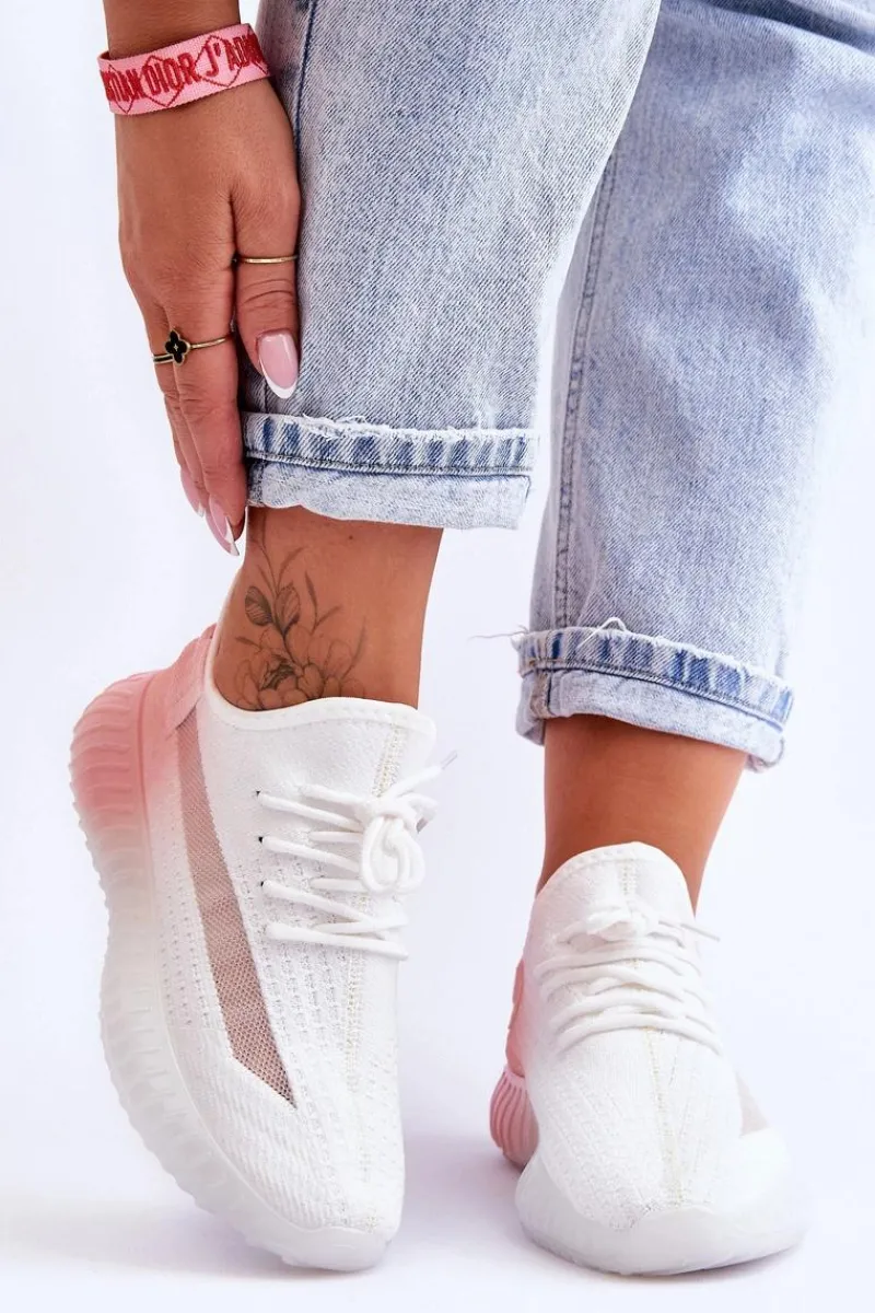 Online Boto Wsuwane Buty Sportowe Ombre Biało-Różowe Boston