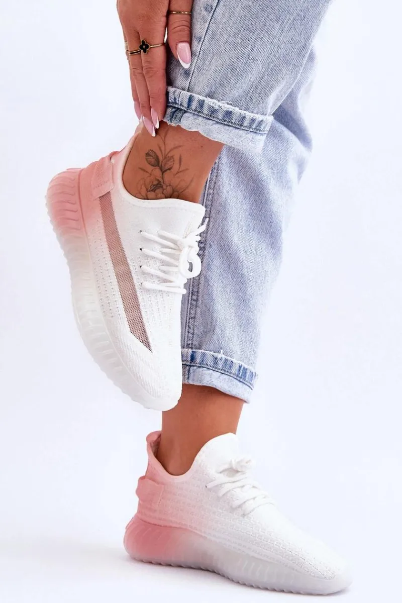 Online Boto Wsuwane Buty Sportowe Ombre Biało-Różowe Boston