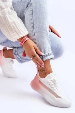 Online Boto Wsuwane Buty Sportowe Ombre Biało-Różowe Boston