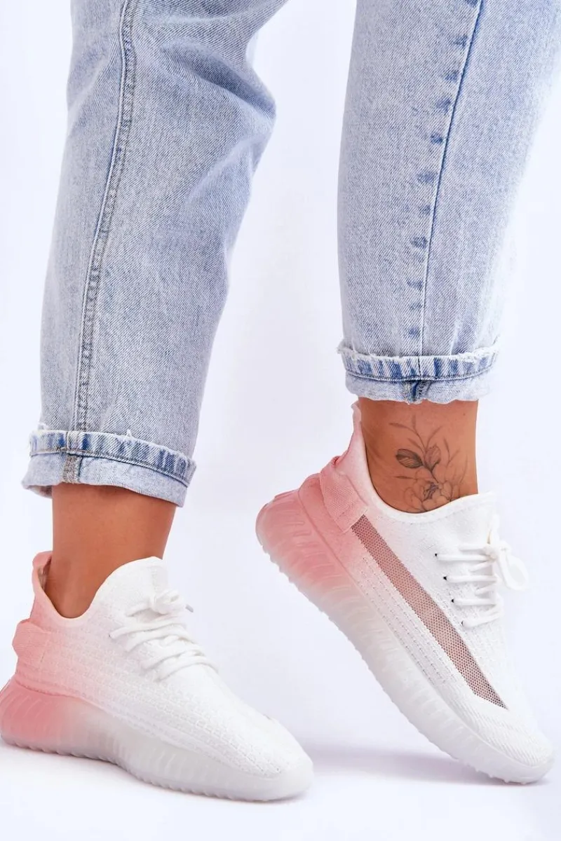 Online Boto Wsuwane Buty Sportowe Ombre Biało-Różowe Boston