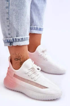Online Boto Wsuwane Buty Sportowe Ombre Biało-Różowe Boston