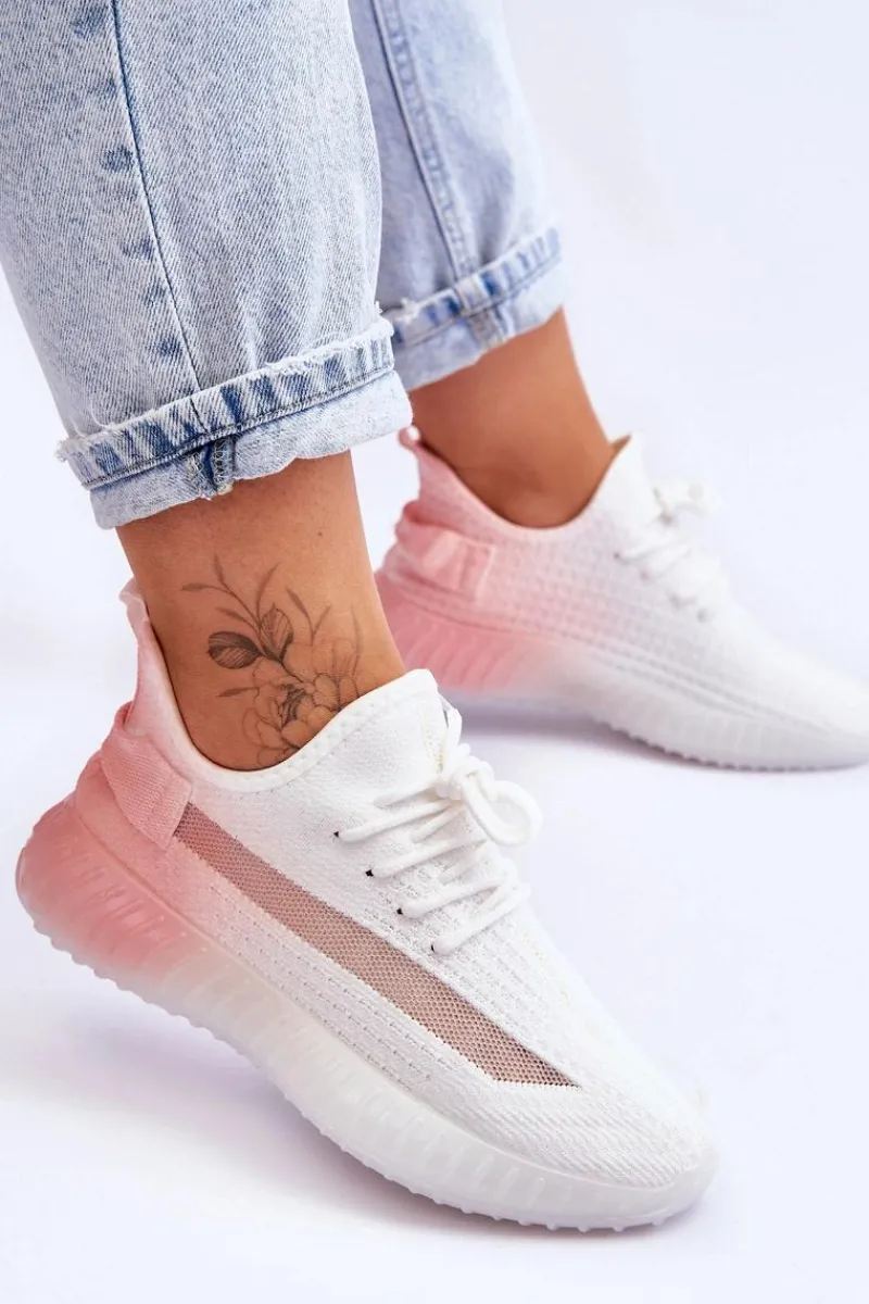 Online Boto Wsuwane Buty Sportowe Ombre Biało-Różowe Boston