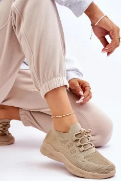 Sneakersy Damskie></noscript>Boto Wsuwane Damskie Buty Sportowe Beżowe Ellison