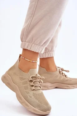 Sneakersy Damskie></noscript>Boto Wsuwane Damskie Buty Sportowe Beżowe Ellison