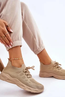 Sneakersy Damskie></noscript>Boto Wsuwane Damskie Buty Sportowe Beżowe Ellison