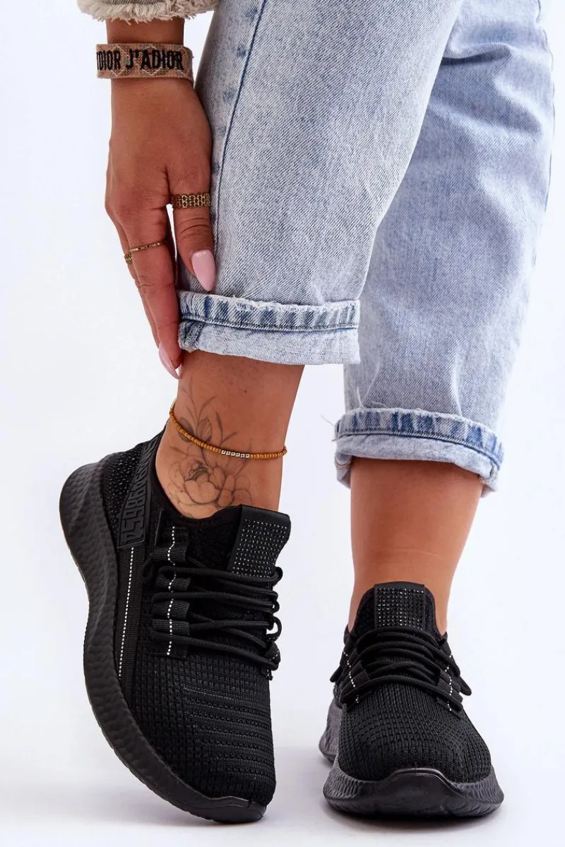 Buty Sportowe Na Platformie|Sneakersy Damskie>Boto Wsuwane Damskie Buty Sportowe Czarne Hold Me!