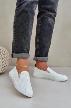 Online Wsuwane Eko Skórzane Damskie Tenisówki Trampki Z Napisem Jasnobeżowe Zalinne Damskie Trampki Damskie Slip-On|Trampki Damskie Niskie