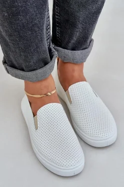 Online Wsuwane Eko Skórzane Damskie Tenisówki Trampki Z Napisem Jasnobeżowe Zalinne Damskie Trampki Damskie Slip-On|Trampki Damskie Niskie