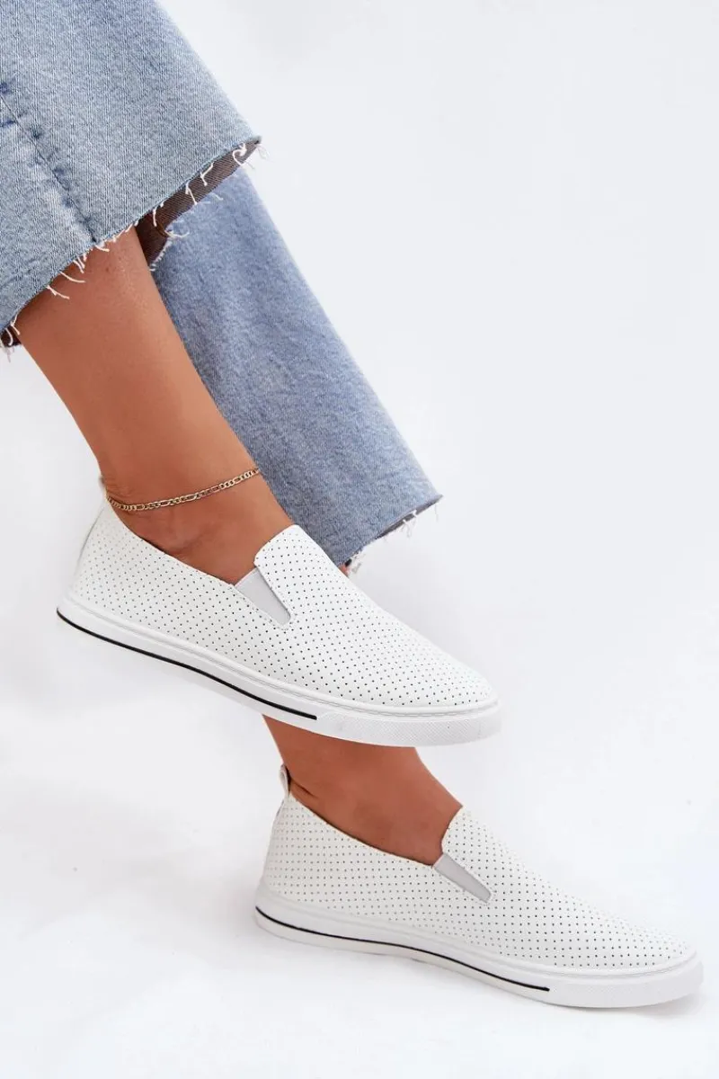 Clearance Wsuwane Eko Skórzane Damskie Tenisówki Trampki Z Napisem Białe Zalinne Damskie Trampki Damskie Slip-On|Trampki Damskie Niskie