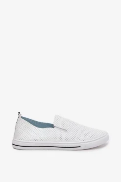 Clearance Wsuwane Eko Skórzane Damskie Tenisówki Trampki Z Napisem Białe Zalinne Damskie Trampki Damskie Slip-On|Trampki Damskie Niskie