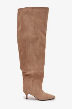 Best Wsuwane Kozaki Damskie Na Szpilce Beżowe Ysolienne Damskie Kozaki Ocieplane|Muszkieterki