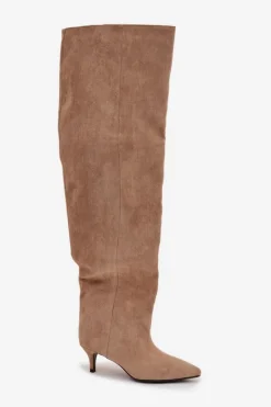 Best Wsuwane Kozaki Damskie Na Szpilce Beżowe Ysolienne Damskie Kozaki Ocieplane|Muszkieterki