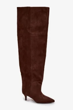 Sale Boto Wsuwane Kozaki Damskie Na Szpilce Czekoladowe Ysolienne Brązowy