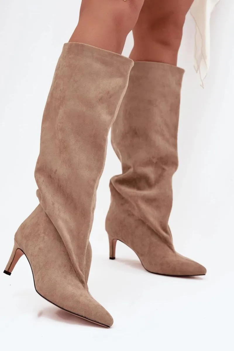 Kozaki Ocieplane|Kozaki Na Szpilce>Boto Wsuwane Kozaki Damskie Na Szpilce Beżowe Taffine