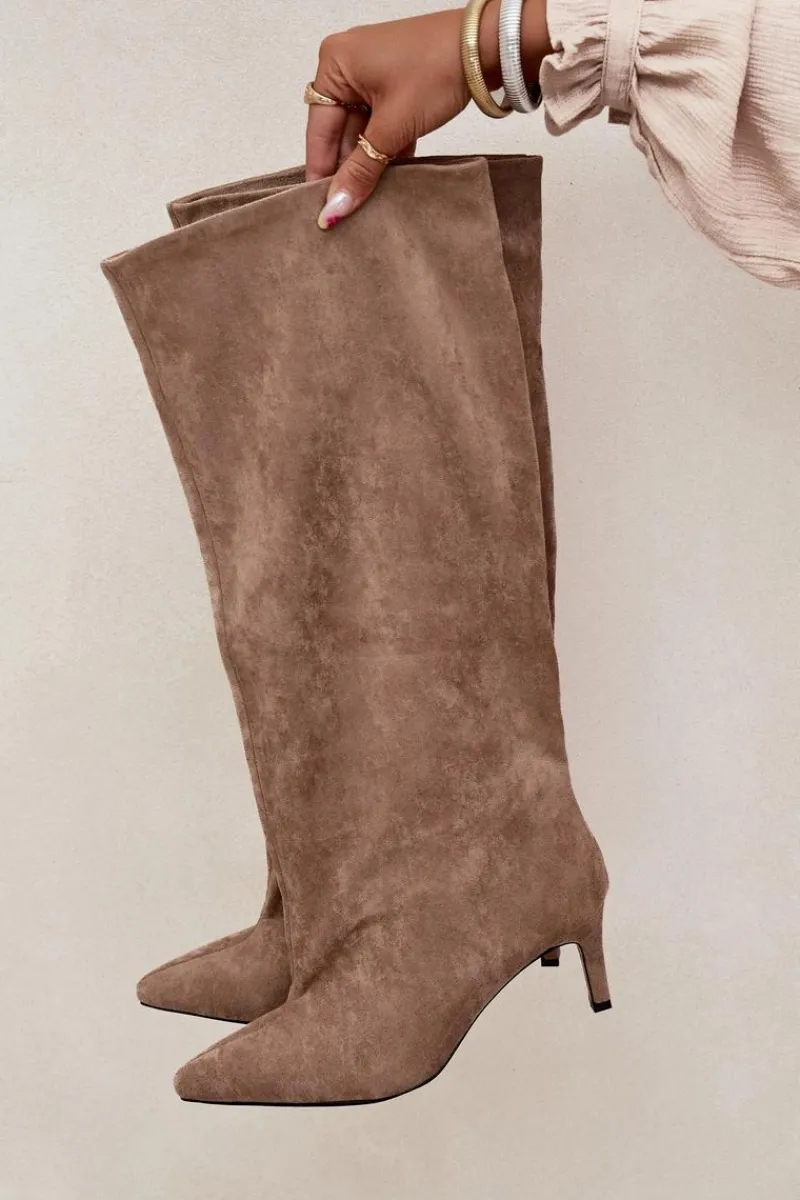 Kozaki Ocieplane|Kozaki Na Szpilce>Boto Wsuwane Kozaki Damskie Na Szpilce Beżowe Taffine