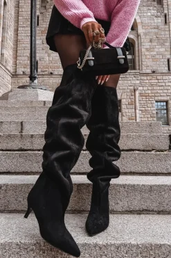 New Wsuwane Kozaki Damskie Na Szpilce Czarne Ysolienne Damskie Kozaki Ocieplane|Muszkieterki