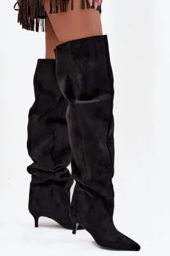 New Wsuwane Kozaki Damskie Na Szpilce Czarne Ysolienne Damskie Kozaki Ocieplane|Muszkieterki