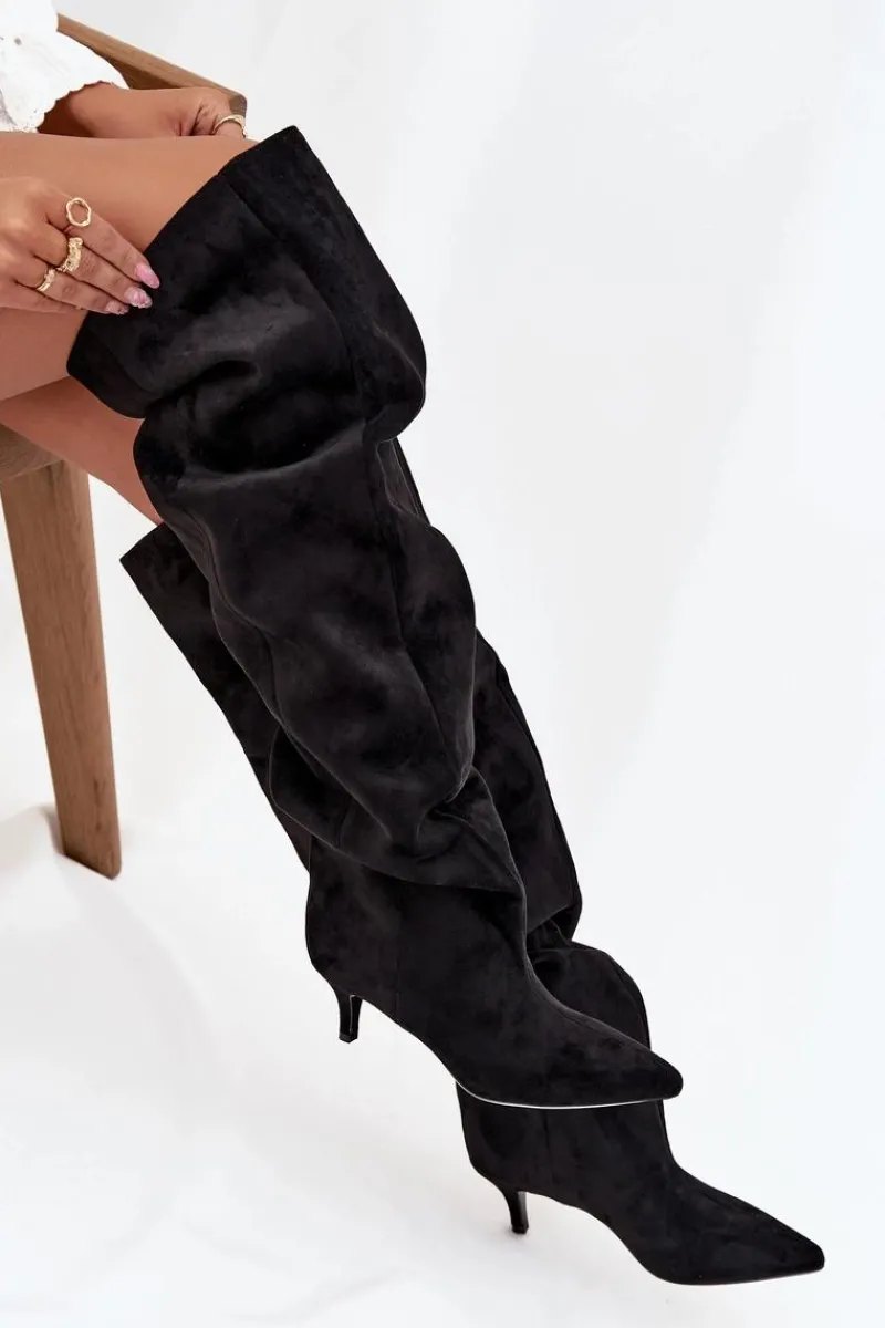 New Wsuwane Kozaki Damskie Na Szpilce Czarne Ysolienne Damskie Kozaki Ocieplane|Muszkieterki