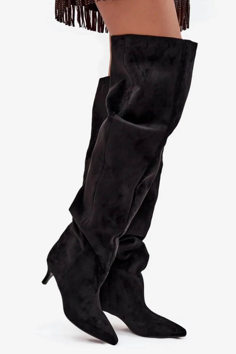 New Wsuwane Kozaki Damskie Na Szpilce Czarne Ysolienne Damskie Kozaki Ocieplane|Muszkieterki