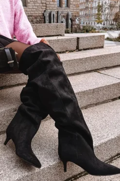 New Wsuwane Kozaki Damskie Na Szpilce Czarne Ysolienne Damskie Kozaki Ocieplane|Muszkieterki