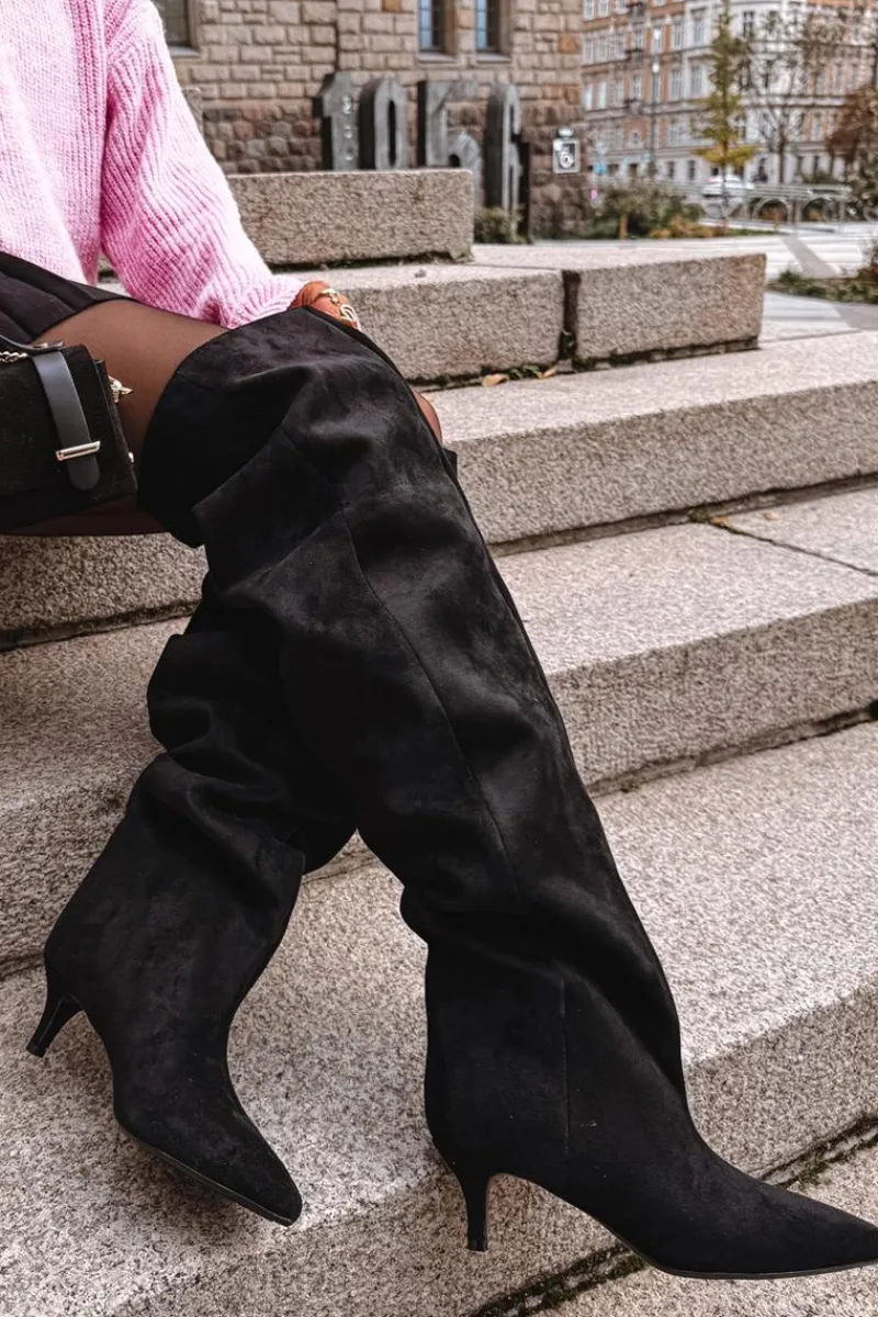 New Wsuwane Kozaki Damskie Na Szpilce Czarne Ysolienne Damskie Kozaki Ocieplane|Muszkieterki