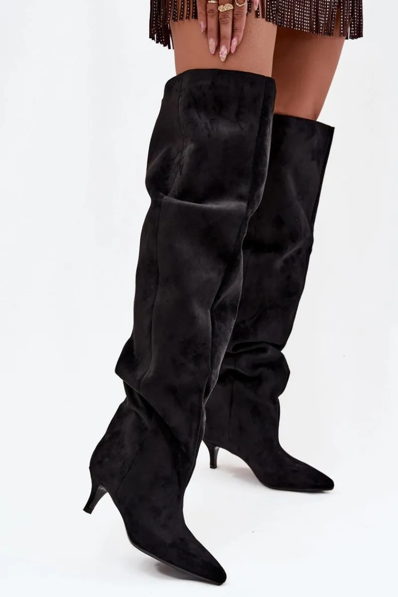 New Wsuwane Kozaki Damskie Na Szpilce Czarne Ysolienne Damskie Kozaki Ocieplane|Muszkieterki